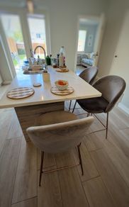 3 Pebble & Leaf Luxe Diamond Velvet Bar Stools