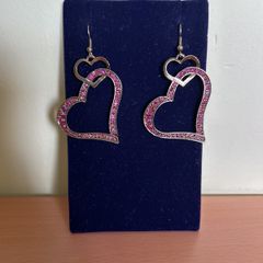 Rustic gold tone heart shaped earrings
