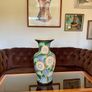 Large Vintage Sunflower Floor Vase Stone Ware Floral Umbrella Stand Image 3