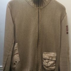 Mens NAPAPIJRI Beige Double-zip Medium Cotton Knit Jacket