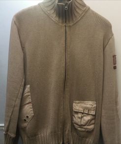 NAPAPIJRI Beige Double-zip Medium Cotton Knit Jacket