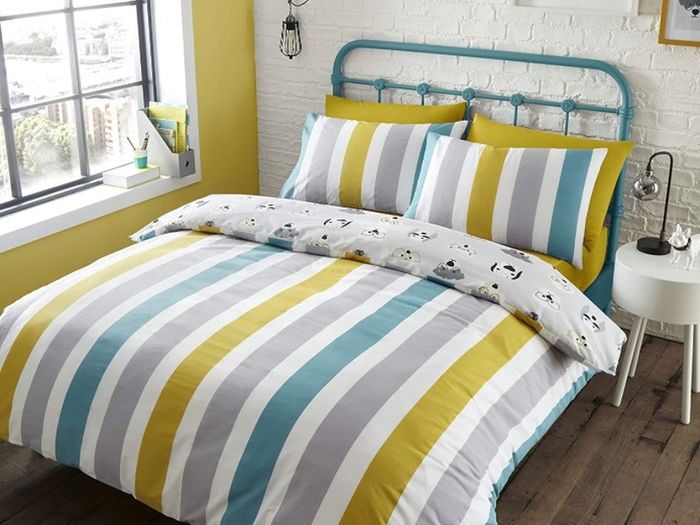Cool Dogs Easy Care Double Duvet Set Grey (FREE POSTAGE)