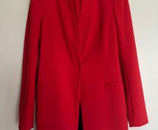 Red Zara dress coat with double inverted collar