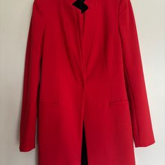 Red Zara dress coat with double inverted collar