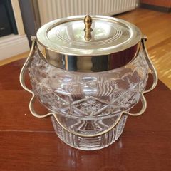 Vintage English Cut-Glass Biscuit Barrel / Jar (EPNS Silver-Plated)