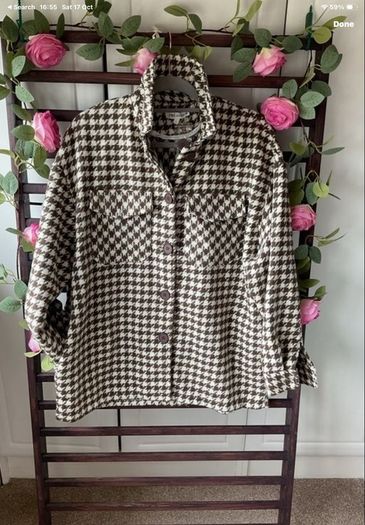 jacket bnwt brown check herringbone Shacket jacket size large