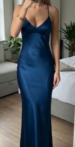 Navy Satin Dress