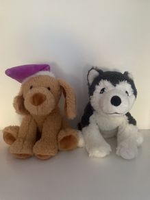 Two dog plushies (can be bought separately)