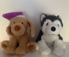 Two dog plushies
