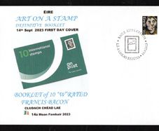 2023 Ireland Art on a Stamp N & W rate Definitive Booklet and Coil Stamp PaddyAchill First Day Cover (FDC) with Baile Atha Cliath (Dublin) pictorial cancel