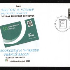 2023 Ireland Art on a Stamp N & W rate Definitive Booklet and Coil Stamp PaddyAchill First Day Cover (FDC) with Baile Atha Cliath (Dublin) pictorial cancel