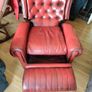 Red Leather Recliner Armchair Image 3