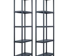 Storage Shelf Racks 2 pcs Black 125 kg 60x30x180 cm Plastic