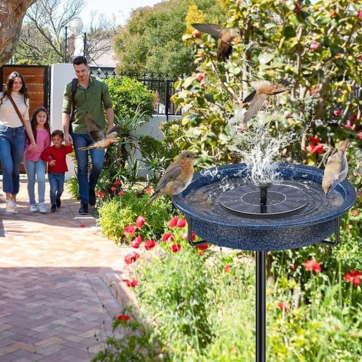 40 Inch Bird Feeding Bowl & Water Point Standing, Metal Bath for Wild Birds, Large Frost-Proof Winterproof (Blue)