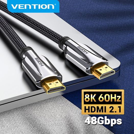VENTION 3M Premium HDMI 2.1 UHD/3D 8K (7680x4320@60Hz) 48Gbps Luxury Model (Zinc Alloy/Cotton Braided/Gold Plated) Cable (Brand New/Warranty)
