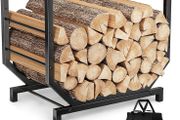 Metal Firewood Log Holder, U-Shaped Firewood Rack with Carrying Holer and Stable Base, Indoor Outdoor Fireplace Wood Storage Shelf for Fireside Patio Garden(U-shape) (17x20.8x13inches)