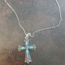 Sterling Silver Turquoise And Marcasite Cross And Chain Image 5