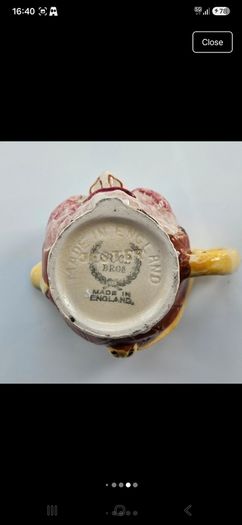 Vintage character 'Price Bros' face jug mid century ceramic pottery jester clown Toby pitcher