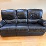 Black Leather Recliner Suite Image 2