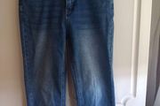 Mid-wash Distressed Jeans with Cuffed Hem.