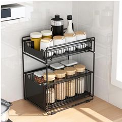 BRAND NEW Under The Kitchen Sink Storage Rack Drawer Type Can Be Pushed And Pulled Under The Cabinet Telescopic Double Shelf