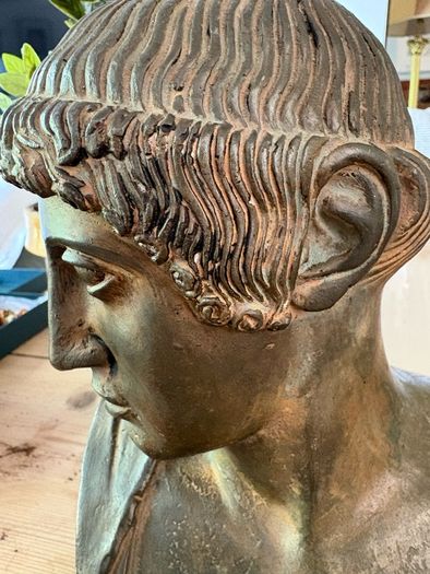 Vintage Ceramic Bronzed/ Verdigris Head Of Apollo