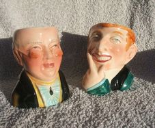 AVON WARE (Avon Art Pottery, Staffordshire) - a pair of vintage character jugs of Mr. Pickwick and Uriah Heep (Dicken's characters). c.1950's