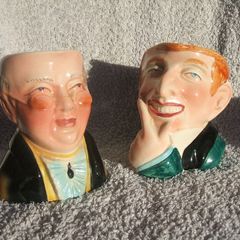 AVON WARE (Avon Art Pottery, Staffordshire) - a pair of vintage character jugs of Mr. Pickwick and Uriah Heep (Dicken's characters). c.1950's