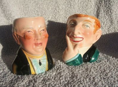AVON WARE (Avon Art Pottery, Staffordshire) - a pair of vintage character jugs of Mr. Pickwick and Uriah Heep (Dicken's characters). c.1950's