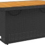 Poly Rattan Garden Table with Adjustable Acacia Wood Table Top Image 4