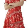 Karen Millen Red & White Floral Palm Print Ruffle Mini Dress Image 3