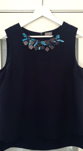 Phase Eight Navy Azul Embellished Neck Line Sz 14UK