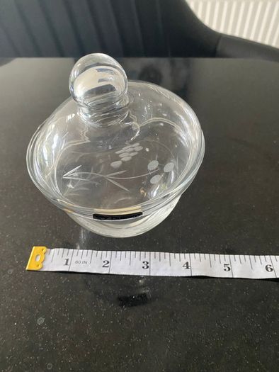 Duiske Irish glass lidded sugar bowl and jug