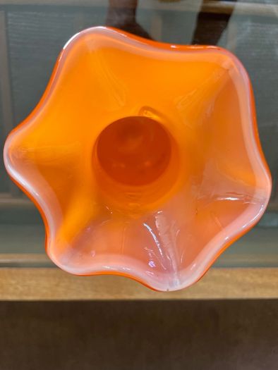 Vintage Orange Studio Glass Statement Vase