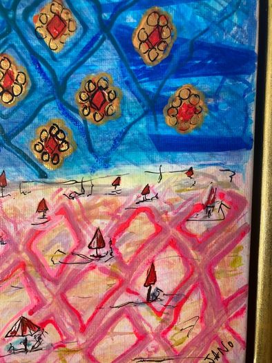 Original Abstract Painting Contemporary Irish Art Eclectic Gold Seascape