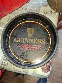 Vintage Large Metal Guinness Bar Advertisement Serving Tray Iconic Guinness Harp Logo Postage Available or Collection