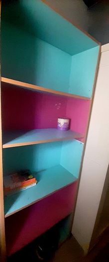 Kids bookcase dyed pink and blue, 5 compartments