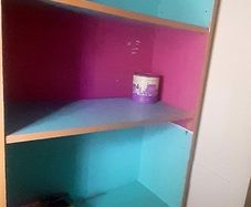 Kids bookcase dyed pink and blue, 5 compartments