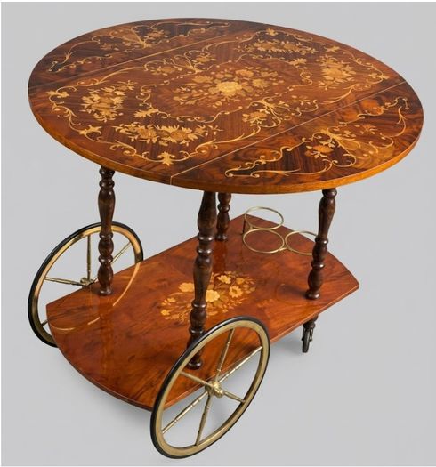 Vintage-style, mobile wooden tea trolley/ drinks cart