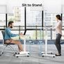 Mobile Standing Desk with 4 Rolling Castors Height Adjustable Desk on Wheels Portable Stand Up Desk Over Bed Table for Living Room Medical Use Space Saving White Image 3