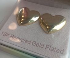 18K Recycled Gold-Plated Women's Forever Cupid Heart Shaped Stud Earrings by Celeste Starre