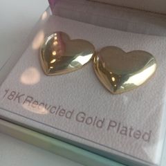 18K Recycled Gold-Plated Women's Heart Shaped Stud Earrings Forever Cupid Celeste Starre