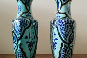 Vintage handpainted pair of vases