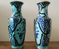 Vintage handpainted pair of vases