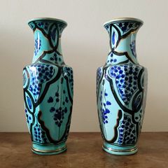 Vintage handpainted pair of vases