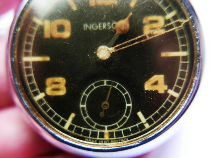 Vintage Ingersoll Pocket Watch with Military style dial (in working order)