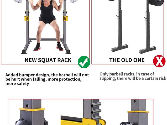 _Squat Rack Adjustable Multi-Function Barbell Rack Dip Stand Gym Family Fitness Lifting Bench Press Push up Strength Training Dumbbell Rack