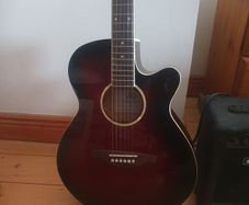 Acoustic guitar with amp