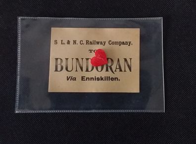 Ireland Railway Company Vintage Luggage Label - S. L. And  N. C.