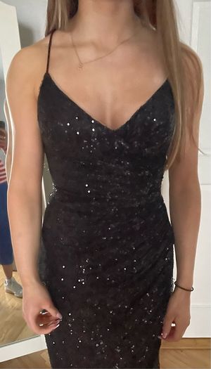 Gorgeous black ball gown with sequins and side slit